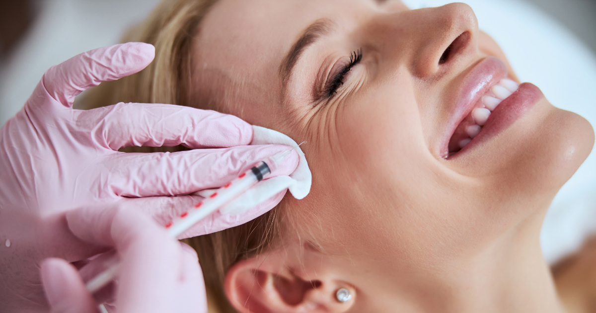 image of woman getting botox for crows feet
